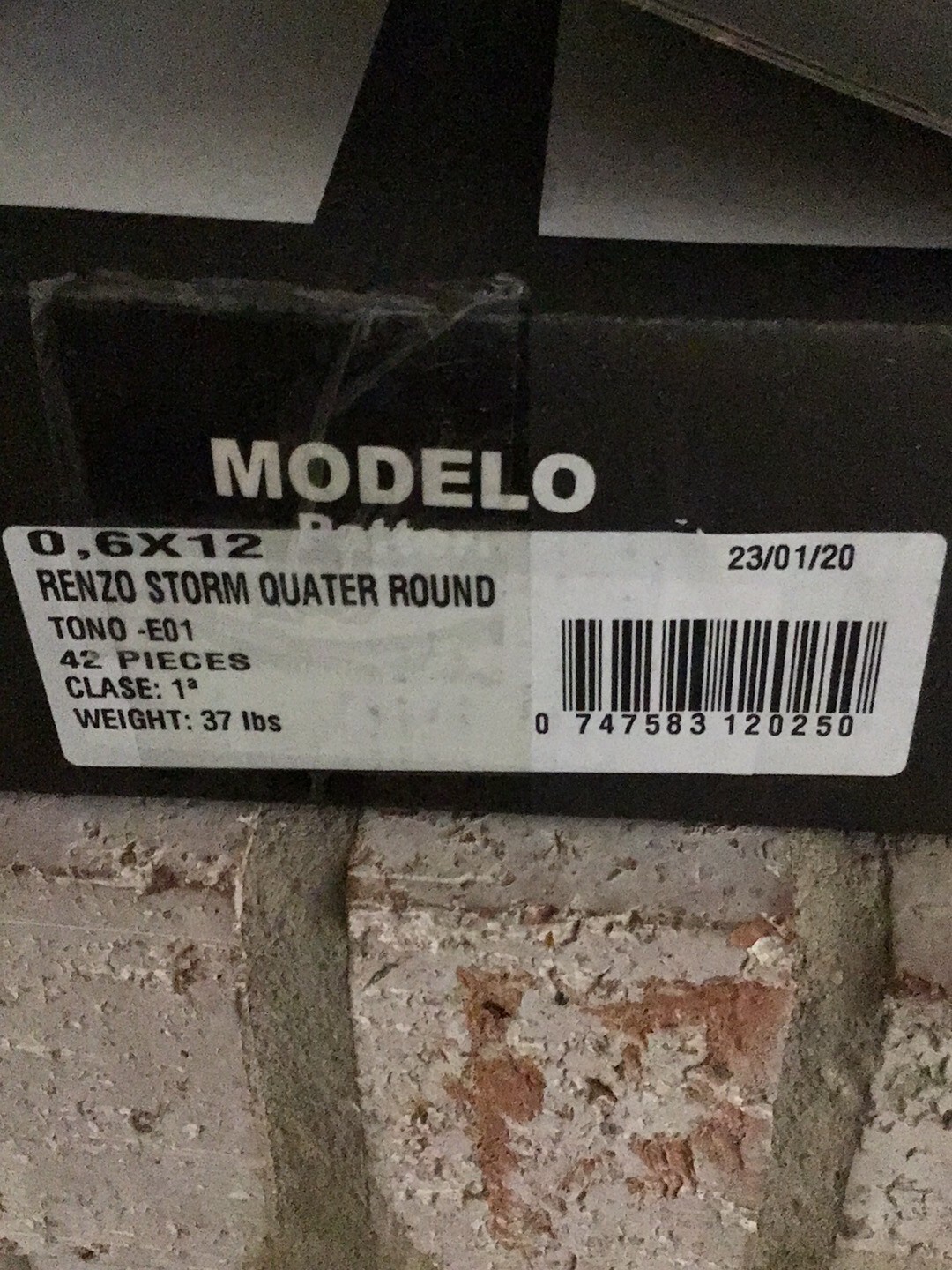 42pc-Renzo Storm Quarter Round Molding, 0.6in X 12in Glossy Ceramic Wall Tile