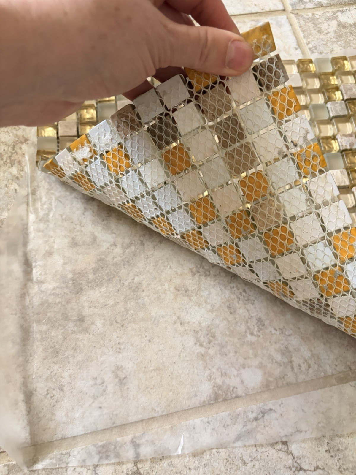 Crystal Stone Glass/Natural Stone Mosaic Tile Sheet Gold Gray 30x30cm
