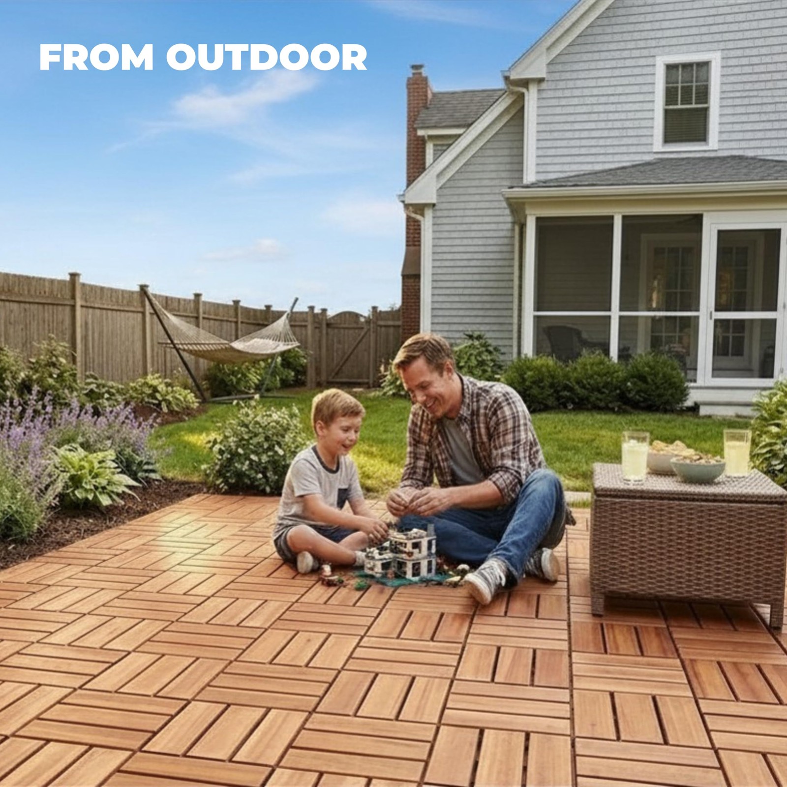 Jurax Premium Deck Tiles 10 Pcs 1212 Acacia Wood Interlocking Patio Tiles Snap