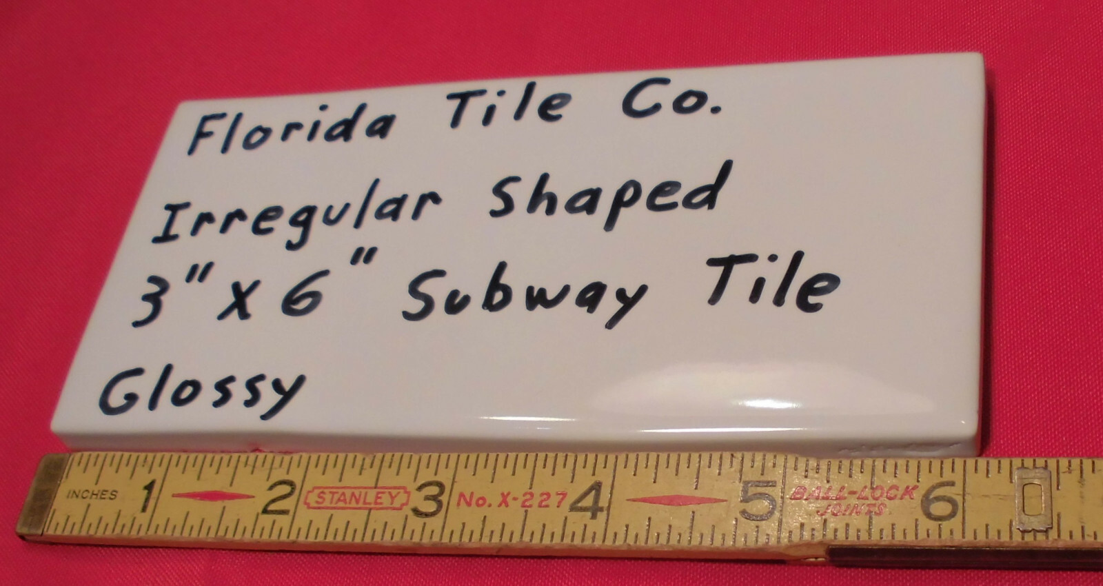 1 pc. *Irregular White* Subway Glossy Ceramic Tile 3″ X 6-1/16″ Florida Co. New