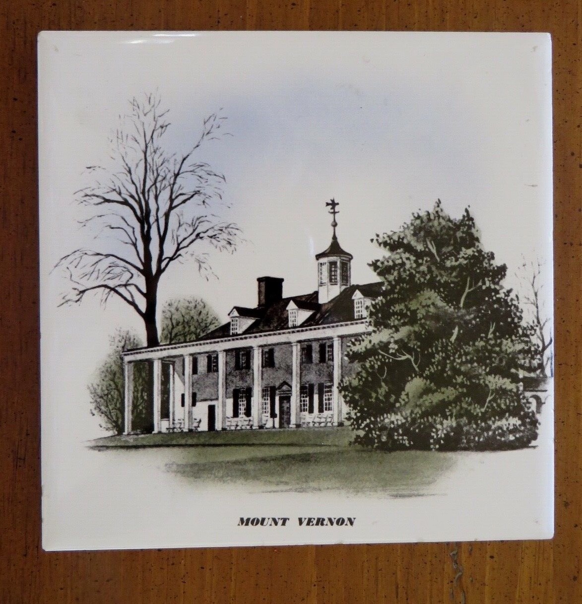 Mount Vernon Decorative Souvenir Ceramic Tile Trivet Cork Back Delano Studios