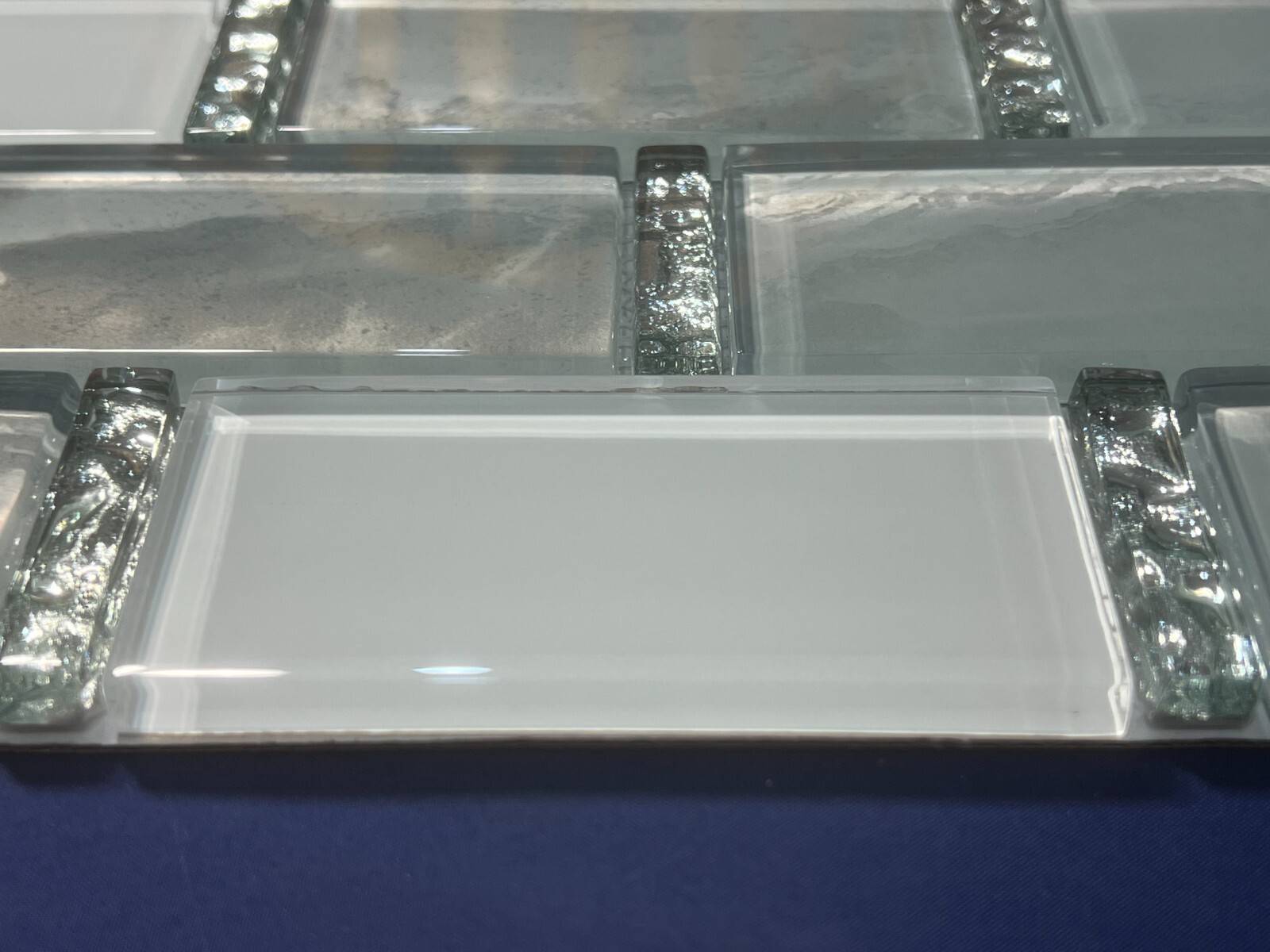 NY03N White/Grey/Silver Glass Rectangle Mosaic Tile Kitchen Bathroom Backsplash