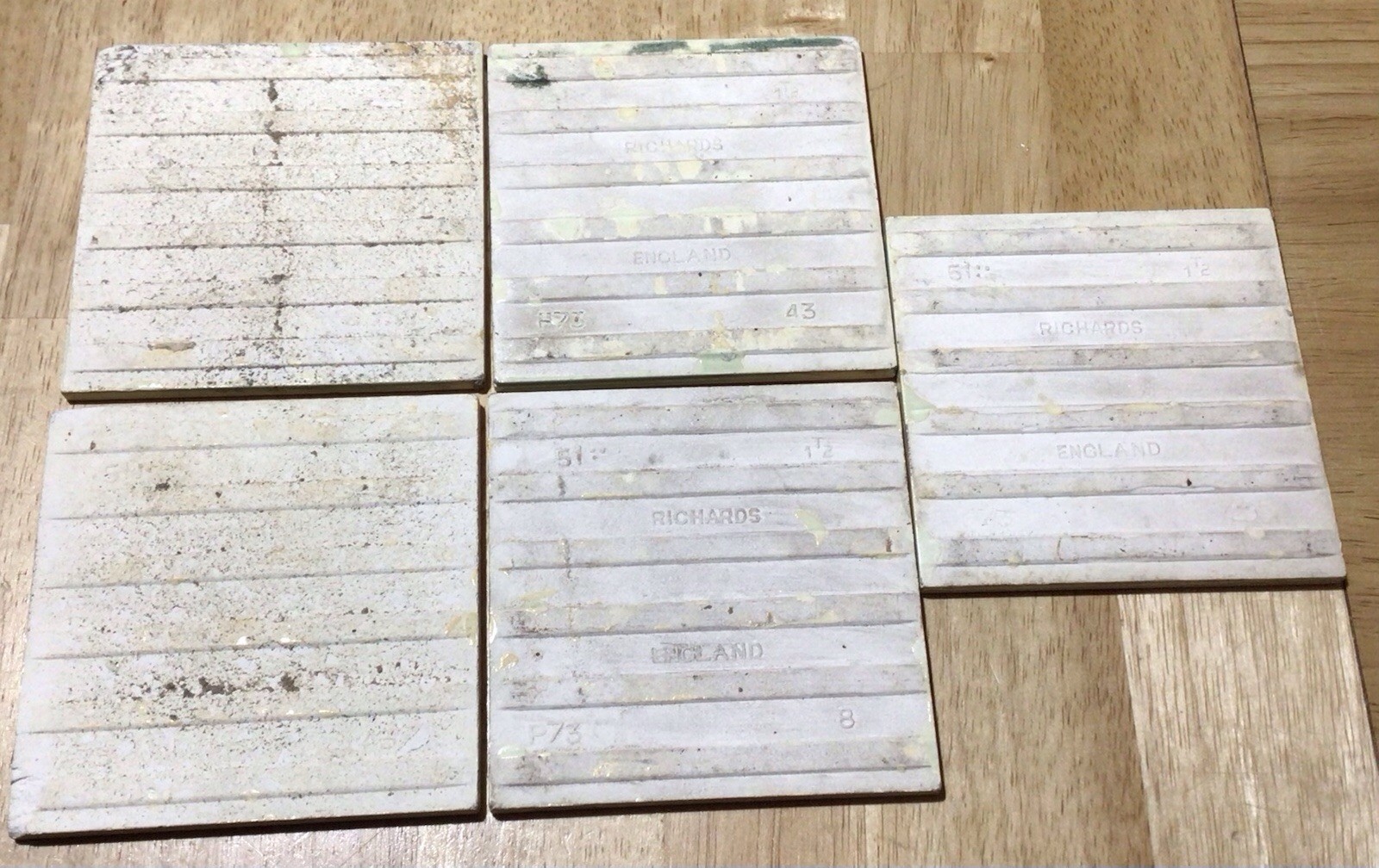 Vintage RICHARDS Green Tiles 4”x4” 101mm X101mm