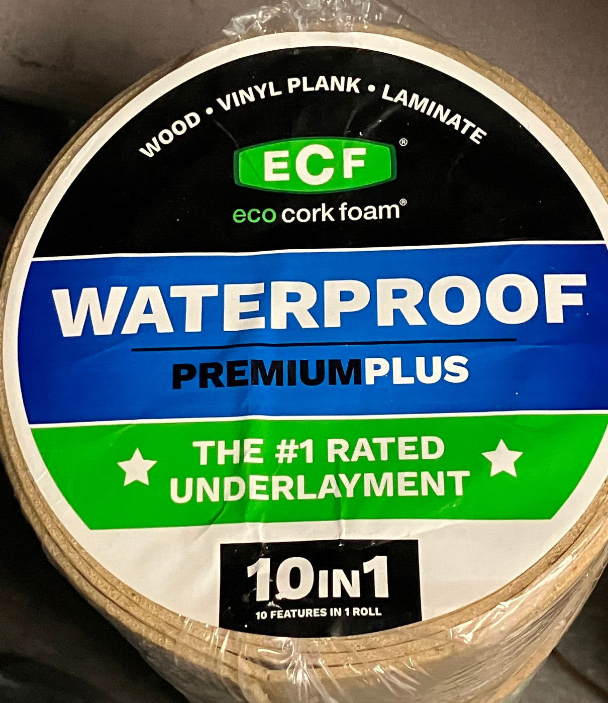 ECF UNDERLAYMENT LAMINATE & ENGINEERED FLOOR W/ CORK – 36″ x 25′ x 75 Sq Ft Roll