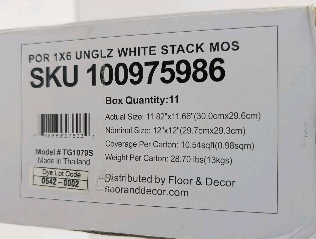 White Stack Unglazed Porcelain Mosaic II Box Of 11 Size: 12 x 12 Each