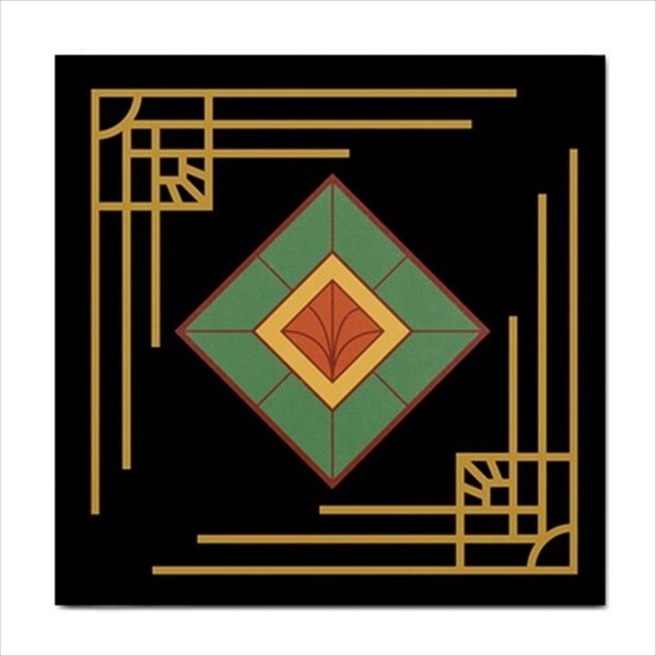Art Deco Ceramic Tile Set Of 4 Backsplash Tiles 4.25 In
