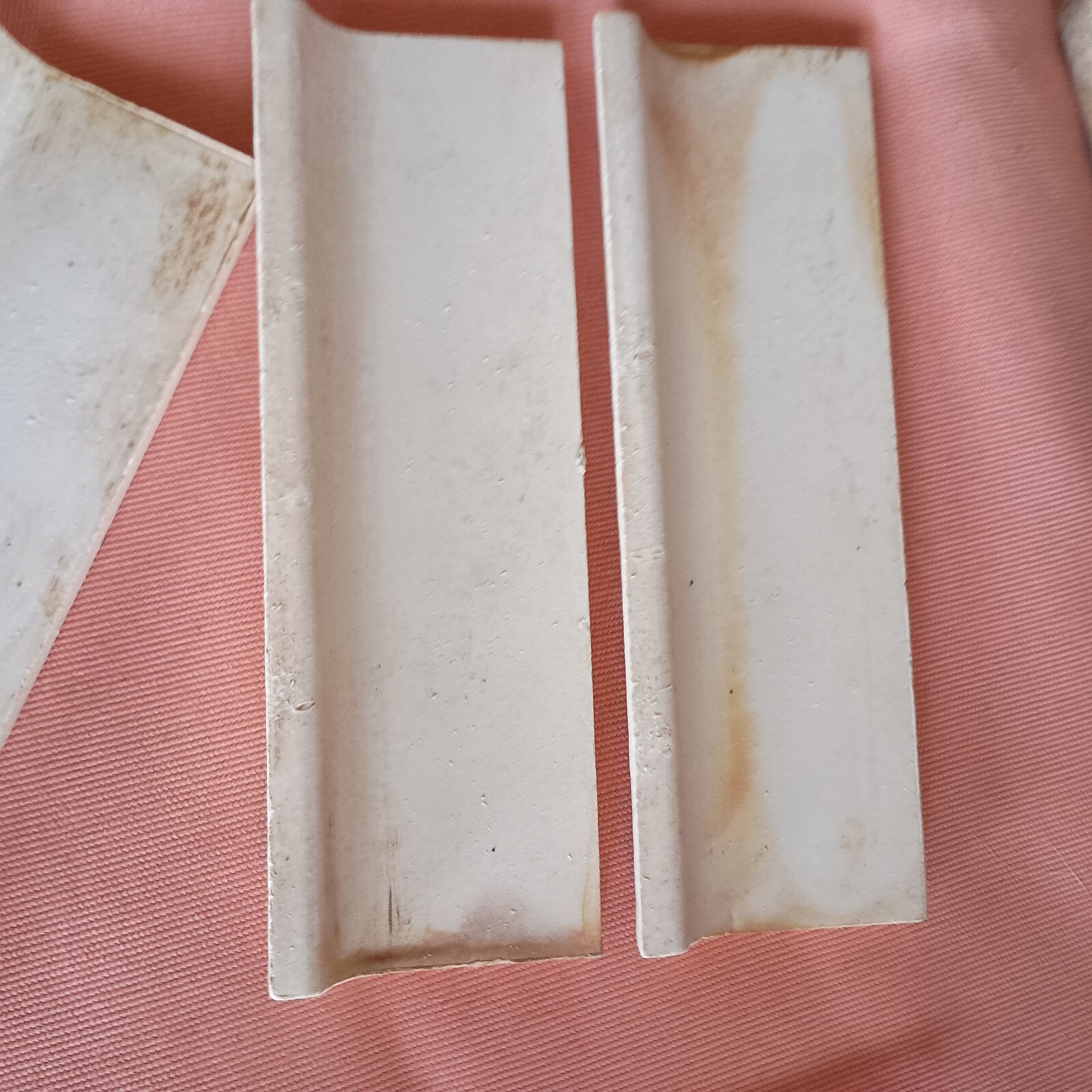 Vintage Glossy Ceramic Radius Bullnose Tile NOS Unknown Cream & Beige Yellowish