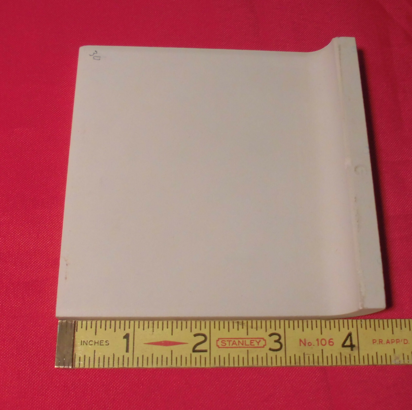 1 pc. Powder Blue: Glossy Radius Bullnose Ceramic Tile 4-1/4″ by Romany Co. NOS