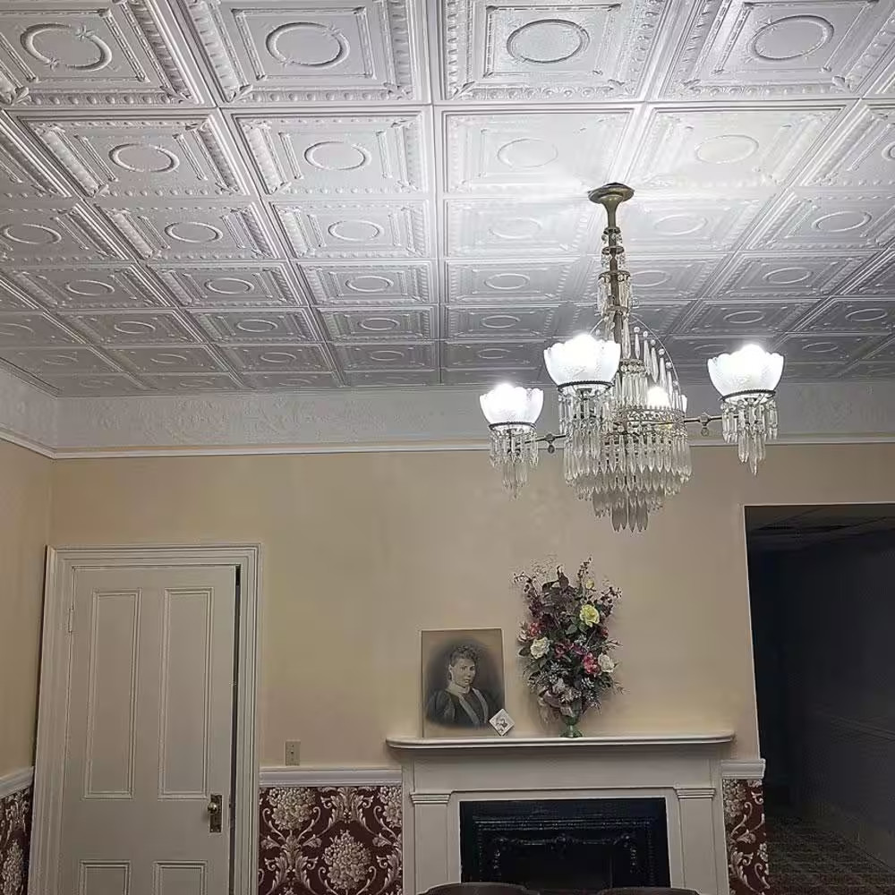 Romanesque 1.6 Ft. X 1.6 Ft. Glue up Foam Ceiling Tile in Plain White (21.6 Sq.