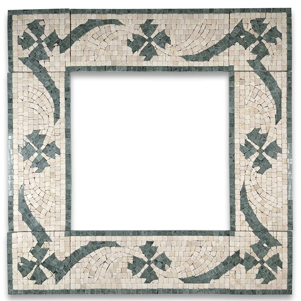 B0047PT Marble Mosaic Border Listello Accent Tile Clover Green 4.7×12 Polished
