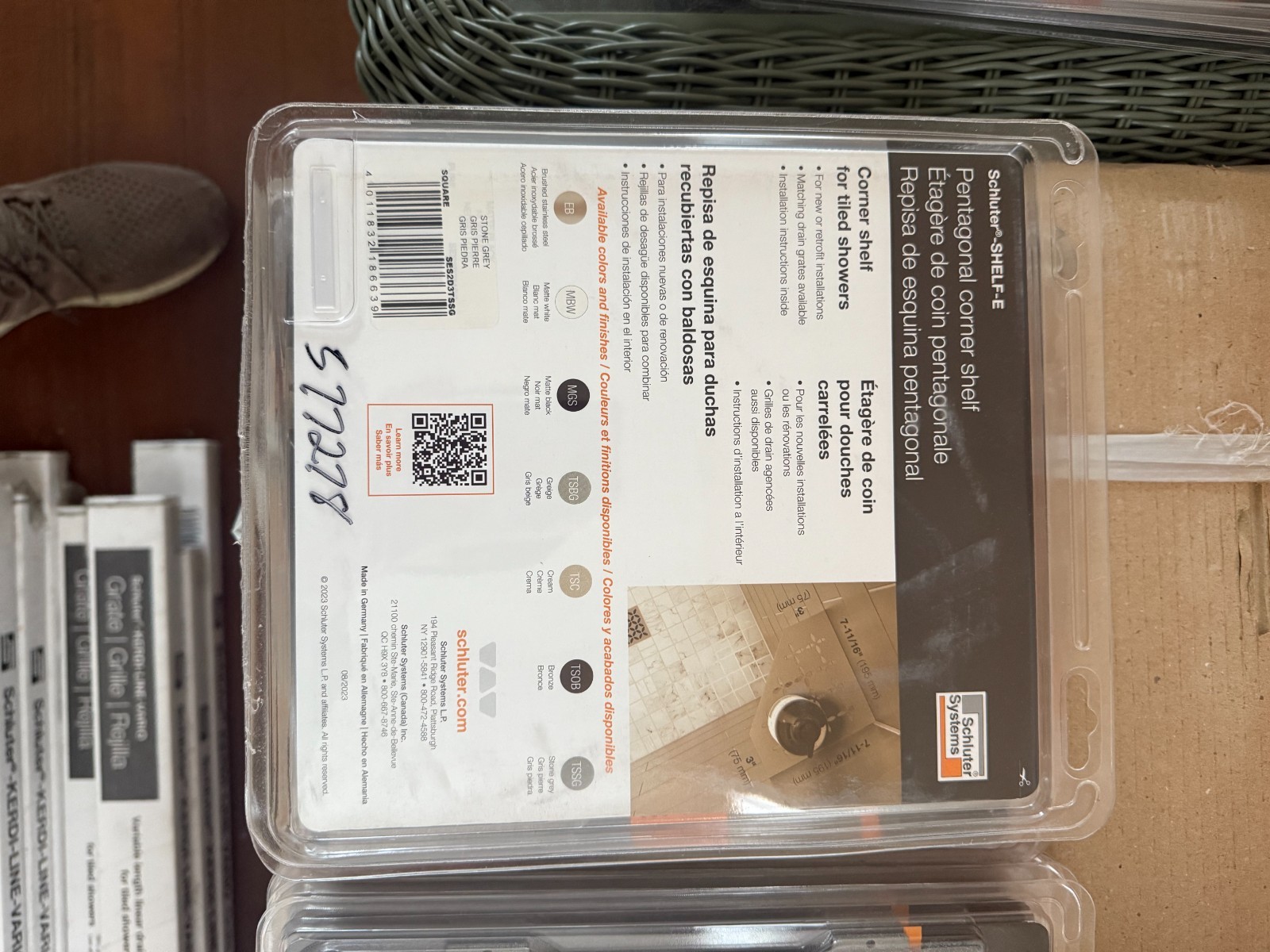Schluter Systems Shelf Pentagon Corner Square Stone Grey SES2D3TSSG