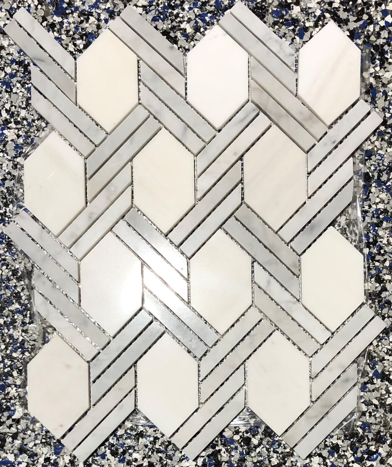 Dolomite and Italian Carrara White Marble Mosaic Tile