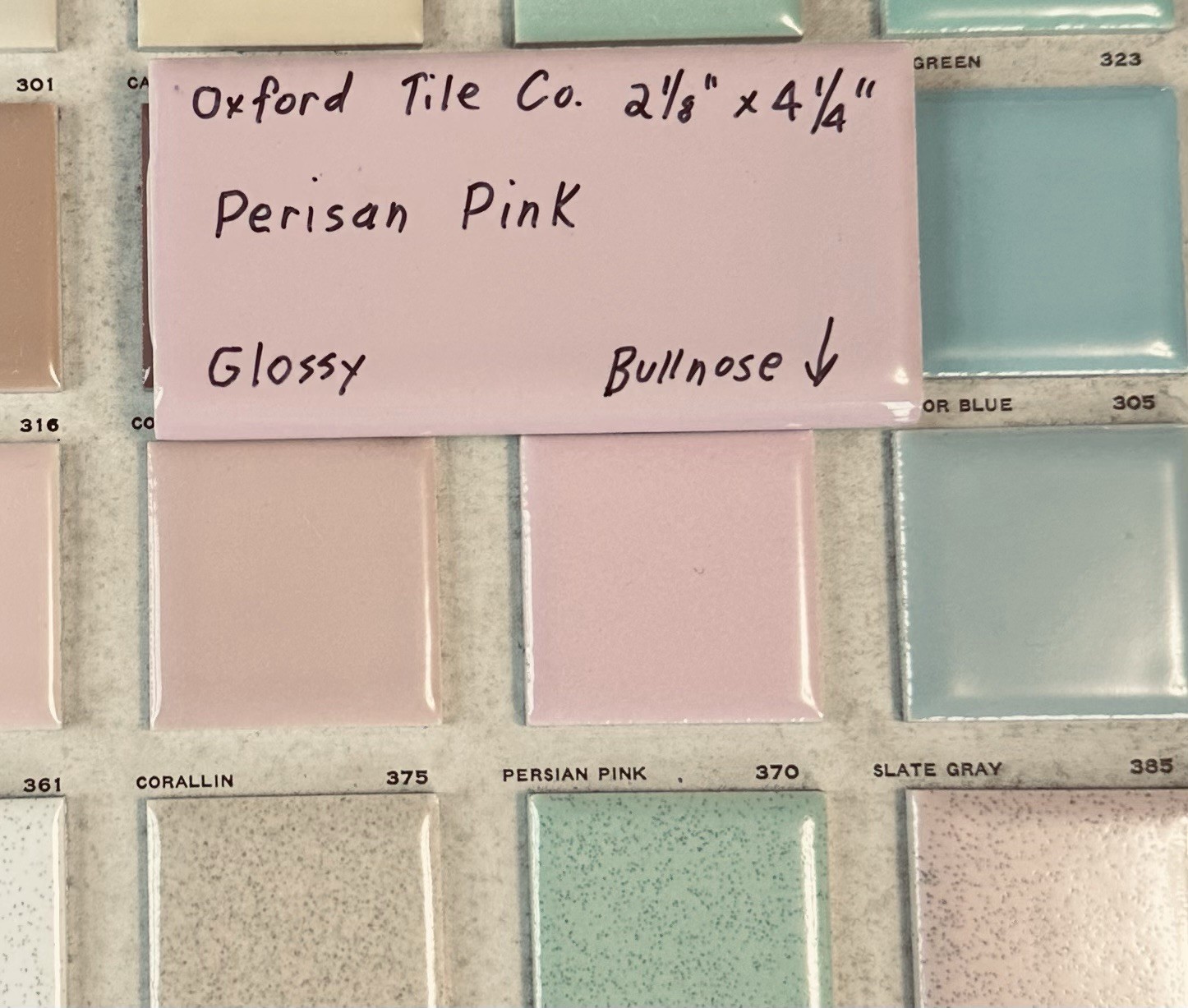 1 pc. Persian Pink: 2-1/8″ X 4-1/4″ Glossy Bullnose Ceramic Tile by Oxford Co.
