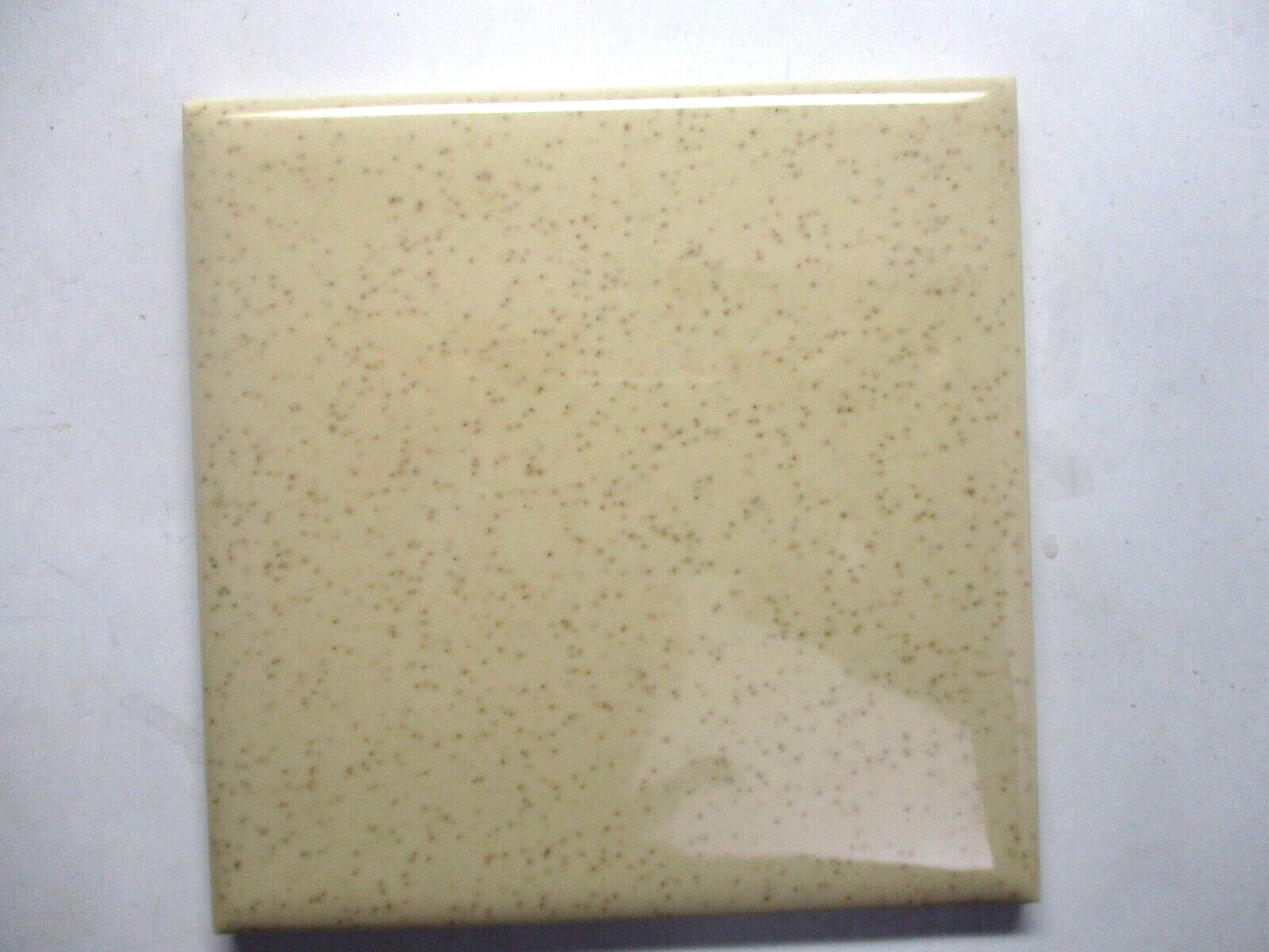 Mosaic USA 4-3/8″ Gloss Brown Specks on Beige 1 Ceramic Wall Tile 1950 Retro Vtg