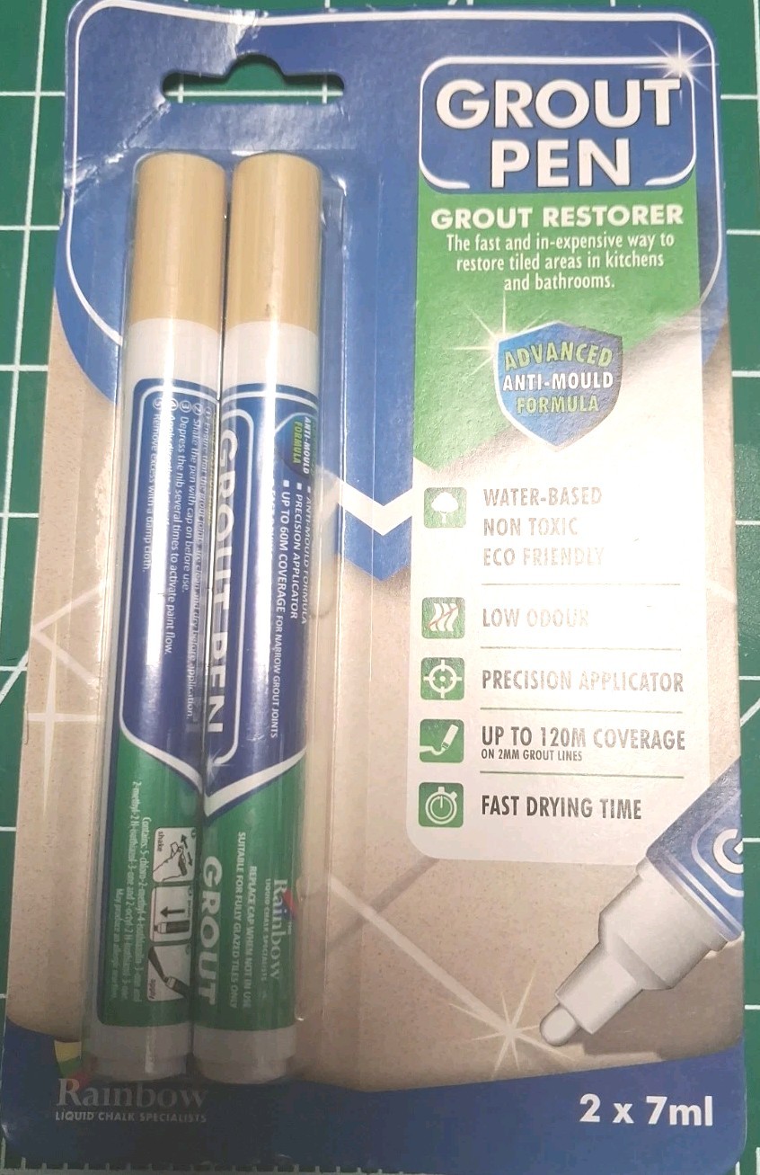 Grout Pen Cream Tile Paint Marker: Waterproof Tile Grout Colorant w/ Extra Tips