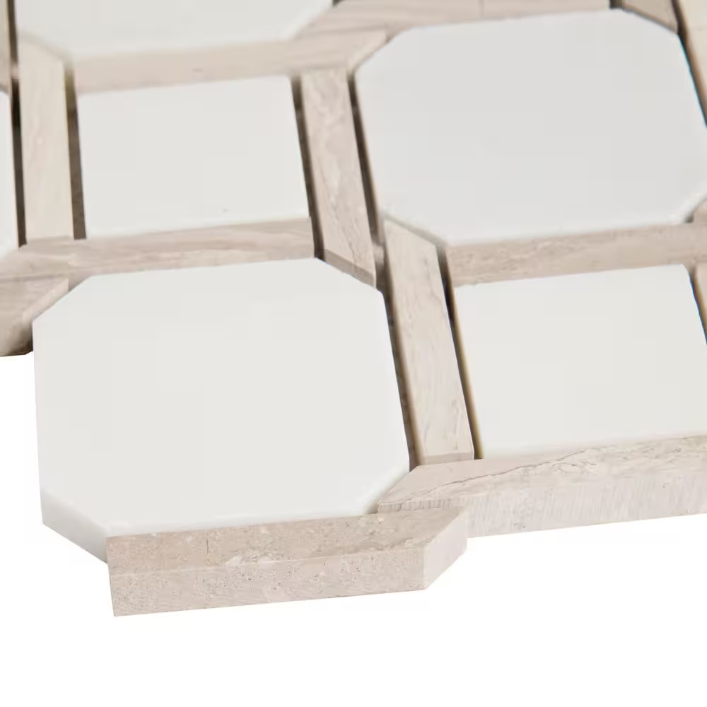 Marbella Lynx 12 In. X 12 In. Polished Marble Mesh-Mounted Mosaic Floor and Wall