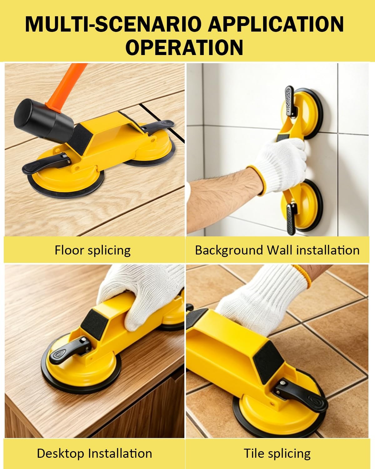 Happyer Floor Gap Fixer Tool Kit Dual Suction Cup Carbon Steel Laminate