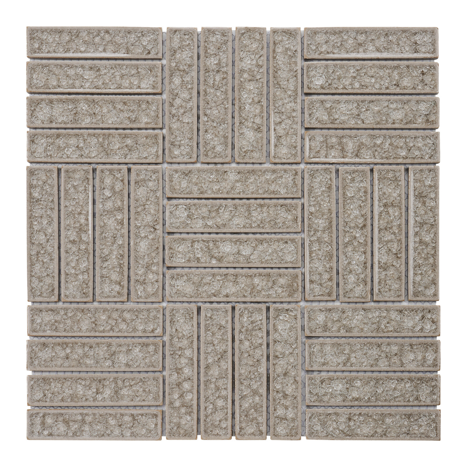 Tan Beige Sand Crackle Glass Basketweave Parquet Mosaic Tile Kitchen Backsplash
