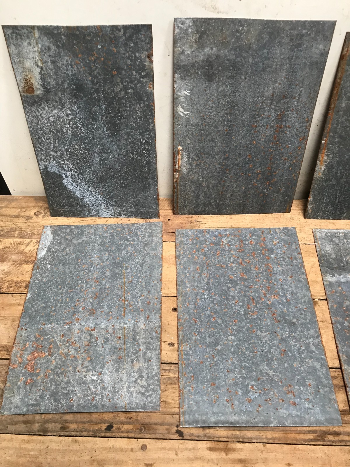10 Rusty Galvanized Patina Sheet Metal 12″ x 7 1/2 – 8″ Wall Tile Art Garden (F)