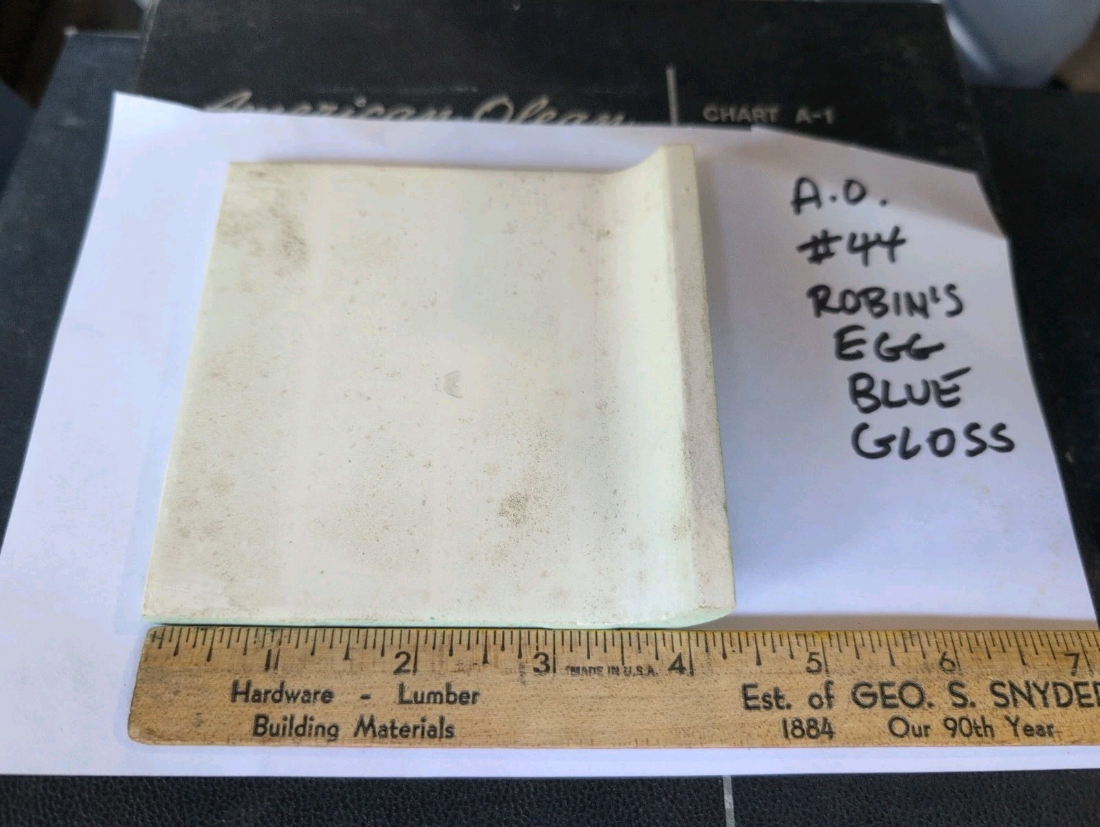 1 pc 4-1/4″ Ceramic Tile Mud Bullnose A4402 #44 Robins Egg American Olean Gloss