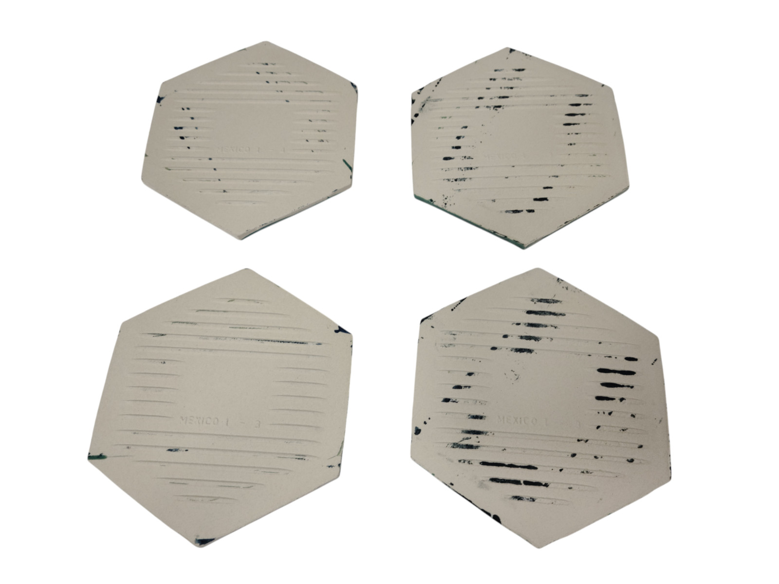 Green Ceramic Tile Hexagon Subway Marble Mosaic Vintage Mid Century Modern Retro
