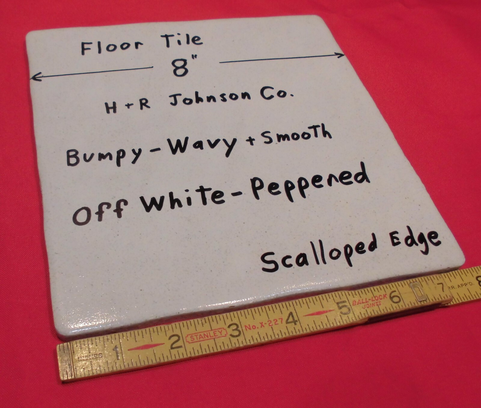 1 pc. Ceramic Floor Tile 8″ X 8″ *Off White-Peppered* Bumpy-Wavy-Scalloped NEW