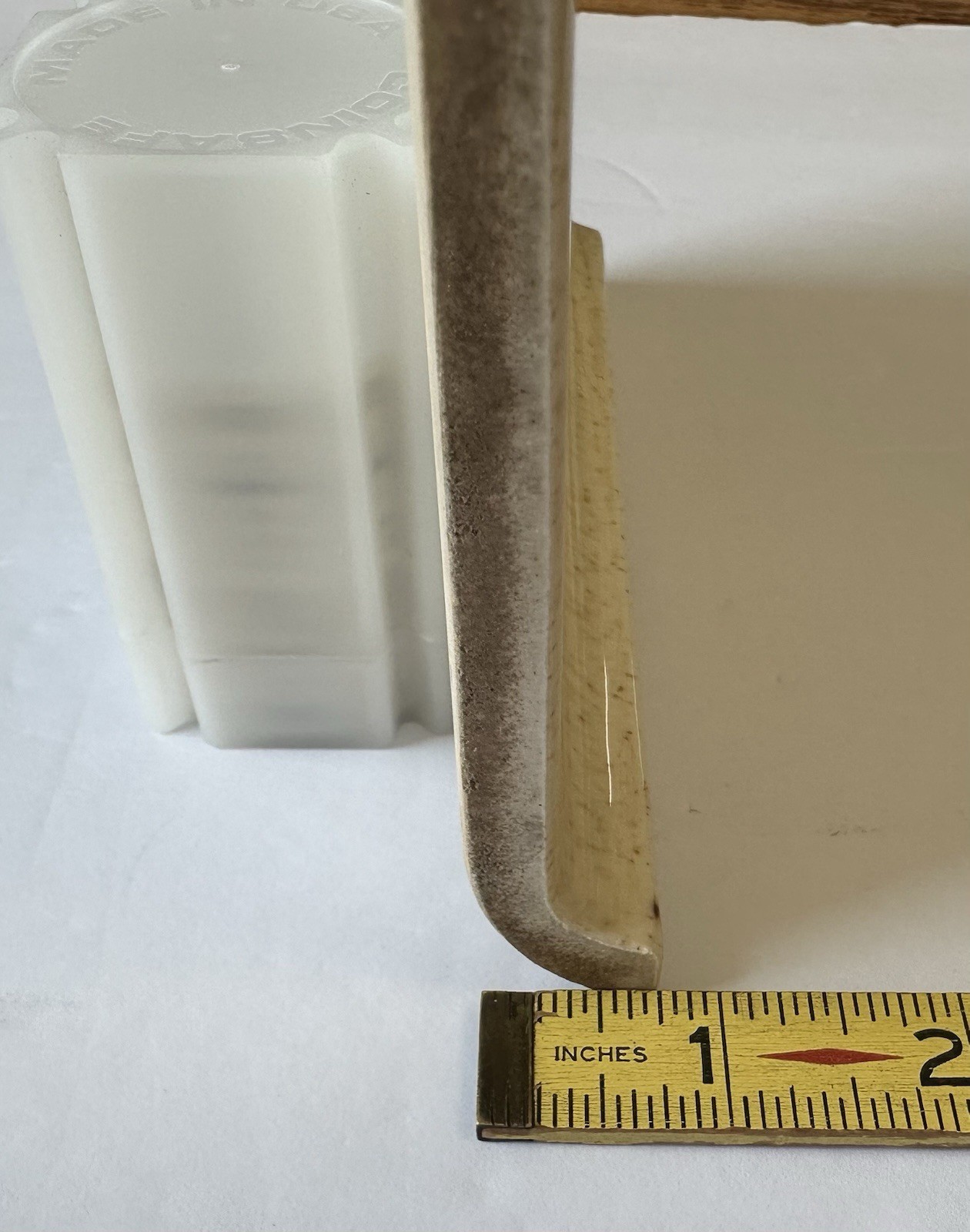 1 pc. Oatmeal Speckled Color: 6” X 6” Glossy Ceramic Cove Base Tile