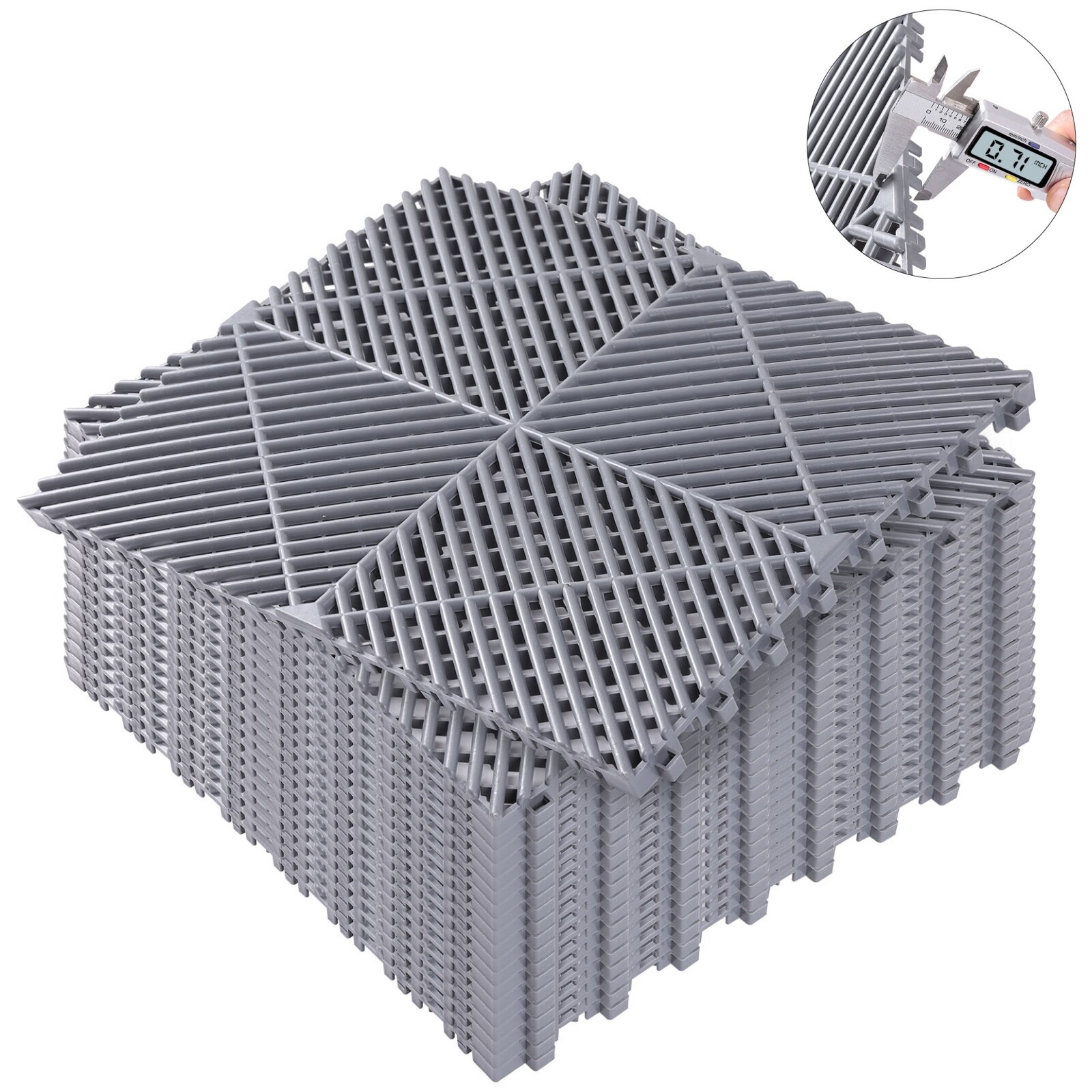 Interlocking Garage Floor Tile 20PC 16×16 in Water Drainage Cover Mat 34.4 sq.ft
