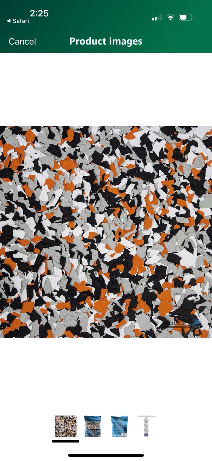 Rust Bullet Color Flake 1/4” Harley Blend Customized Concrete Floor Black Orange