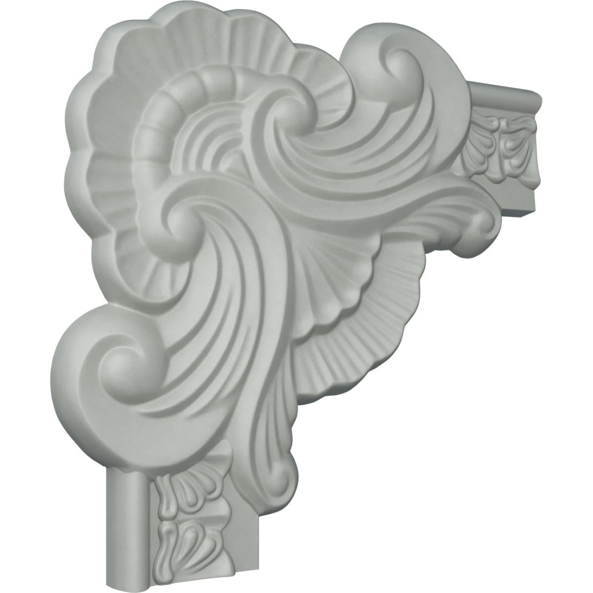 PML09X09AC Acanthus Leaf Corner Panel Moulding Primed 9 3/8 x 9 3/8 Inch