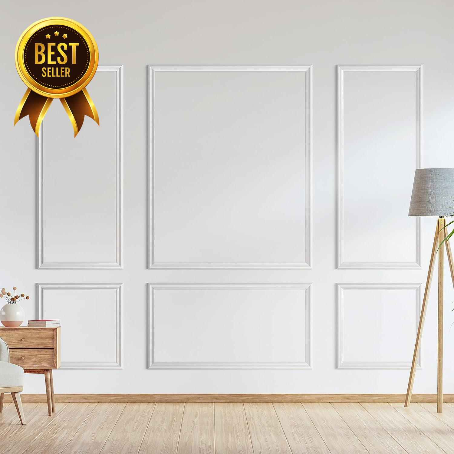 Peel & Stick Wall Molding Kit Wainscoting Panels Accent Wall Decor 3 Set