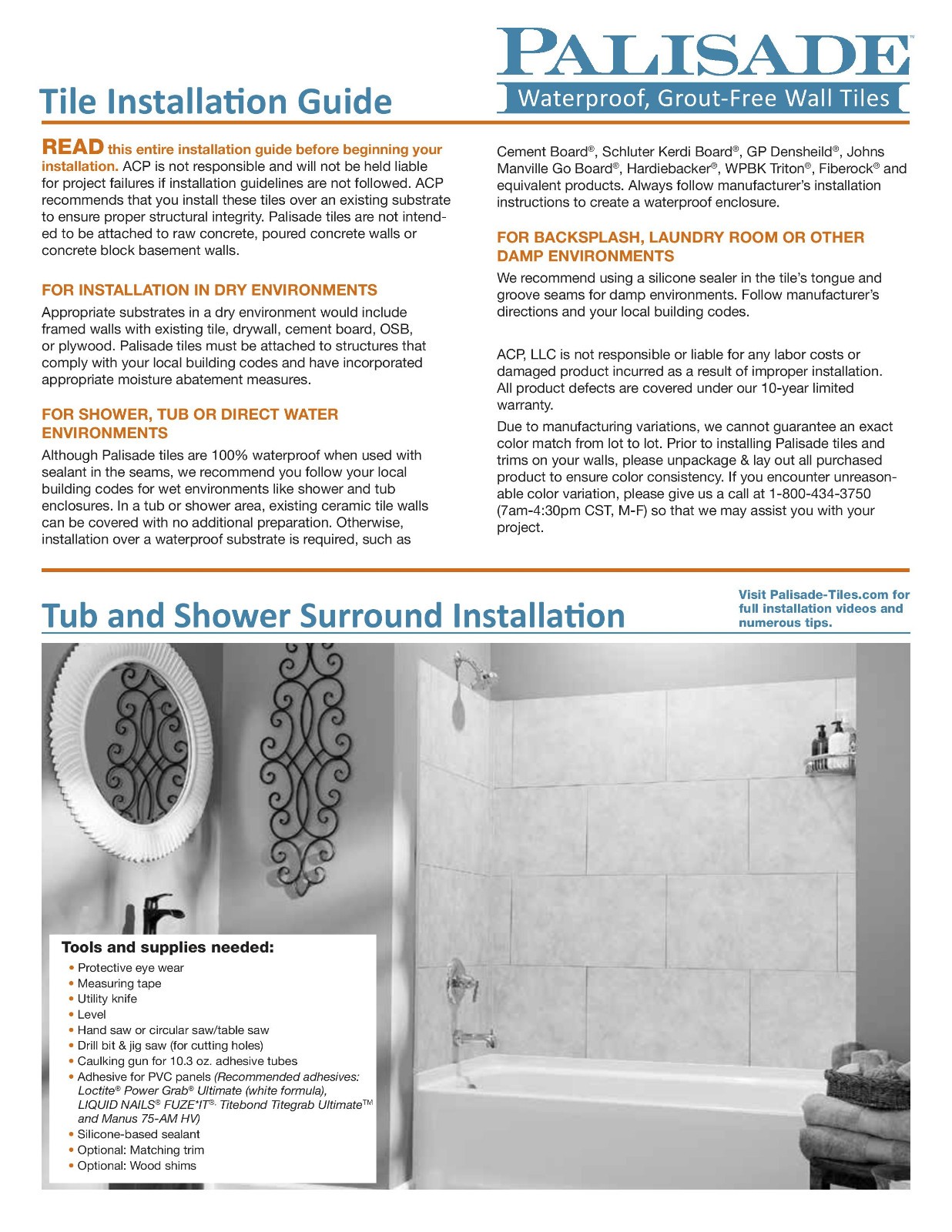 Palisade 23.2 in. x 11.1 in. Tile Shower and Tub Surround Kit