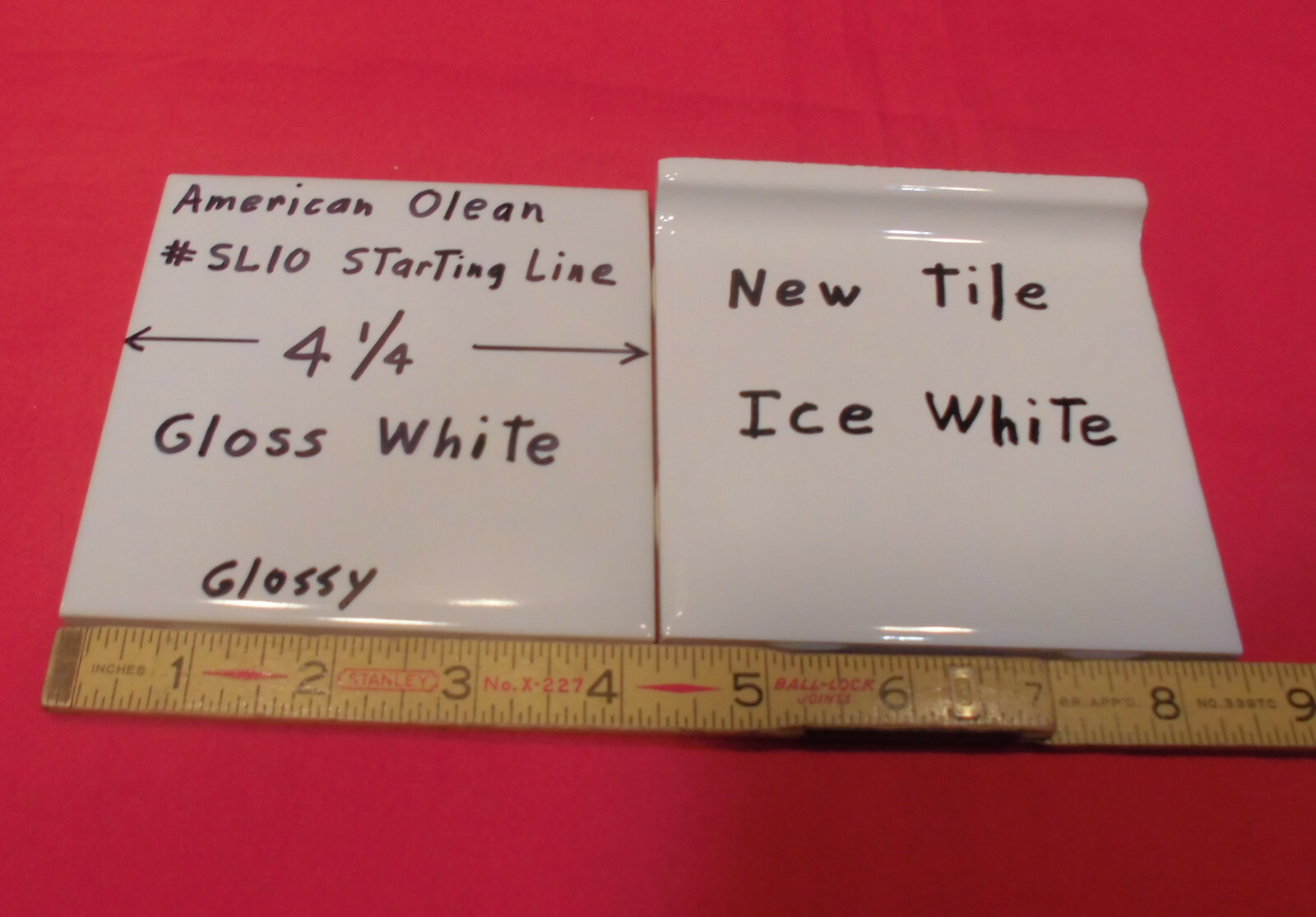 1 pc. Gloss White #SL10: Ceramic Tile by American Olean 1990’s “Starting Line”