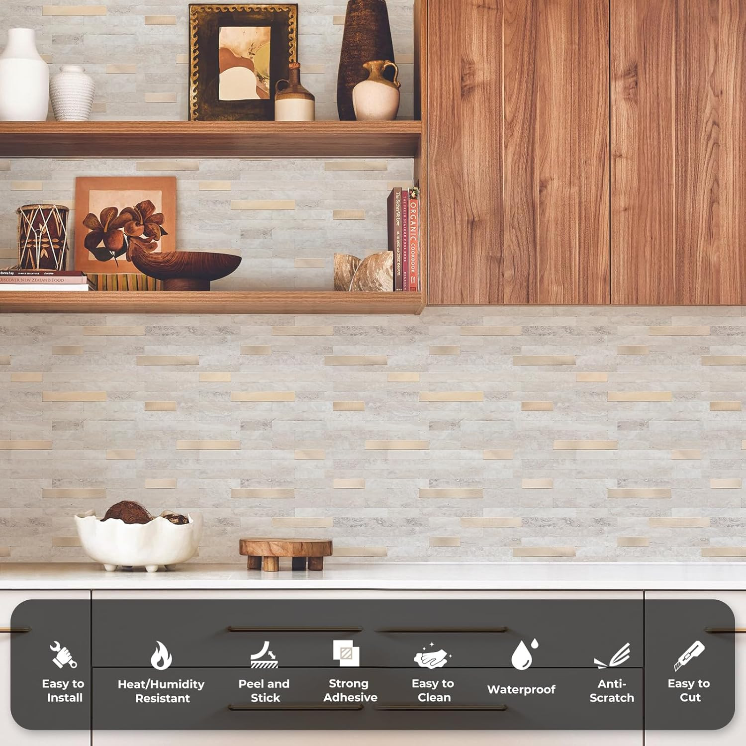 Peel and Stick Backsplash, PVC Wall Tiles Stick on Backsplash for Kitchen(1 Shee