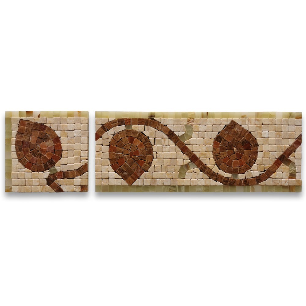 B0044CPT Marble Mosaic Border Accent Tile Bud Yellow Wooden 4.7×4.7 Polished