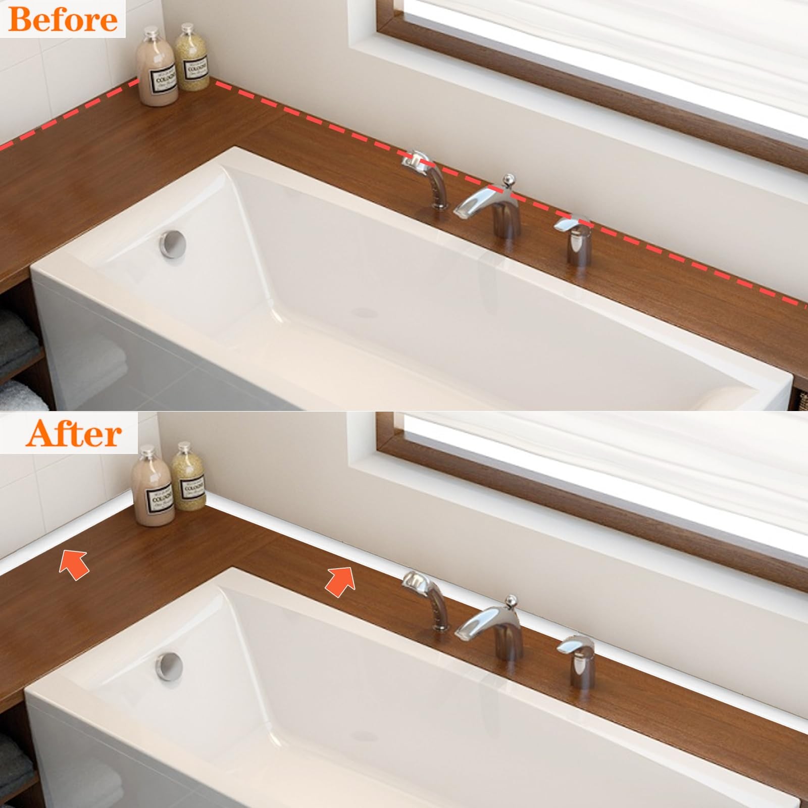 Flexible Quarter Round Caulking Strip Molding Trim, White Double-Sided Self-A