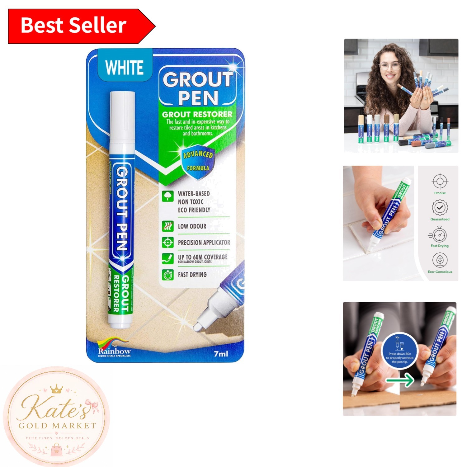 Waterproof Grout Pen – White Tile Colorant with Narrow Tip for Easy Application