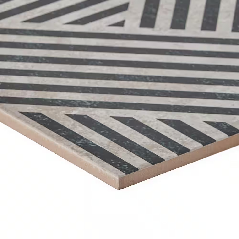 Astoria Black and White 24 In. X 24 In. Matte Porcelain Floor and Wall Tile (4 P