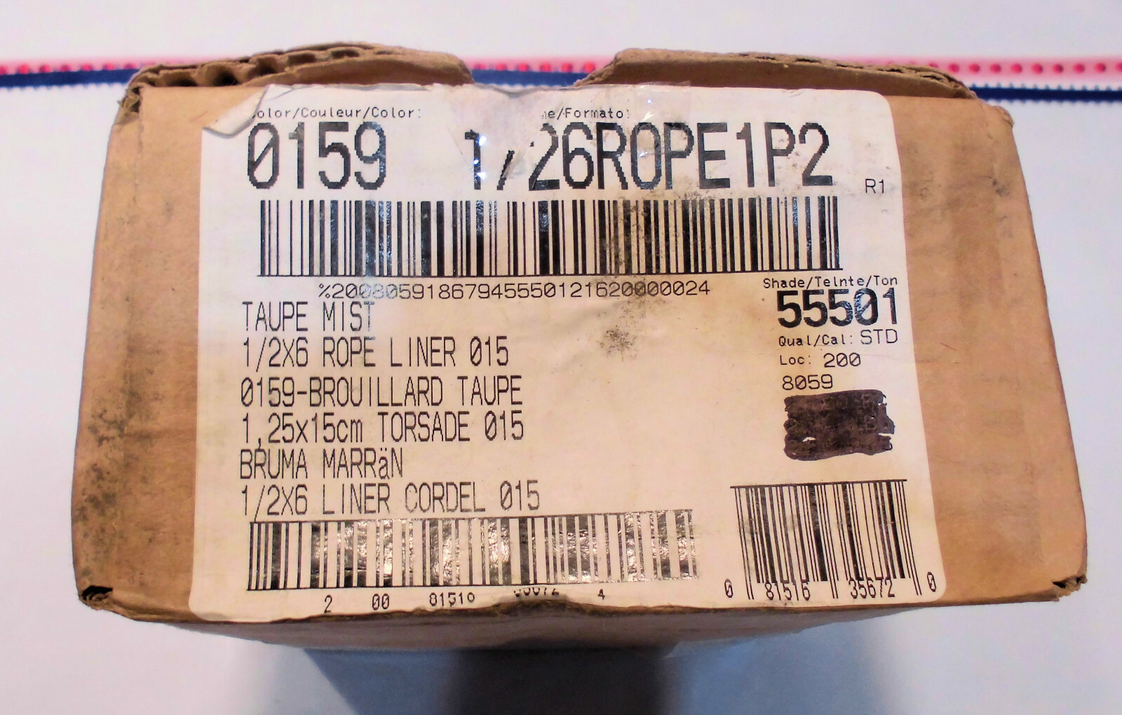 1pc. Taupe Mist – Brown Ceramic Sizzle Liner Rope Tile 3/4″ X 6″ American Olean