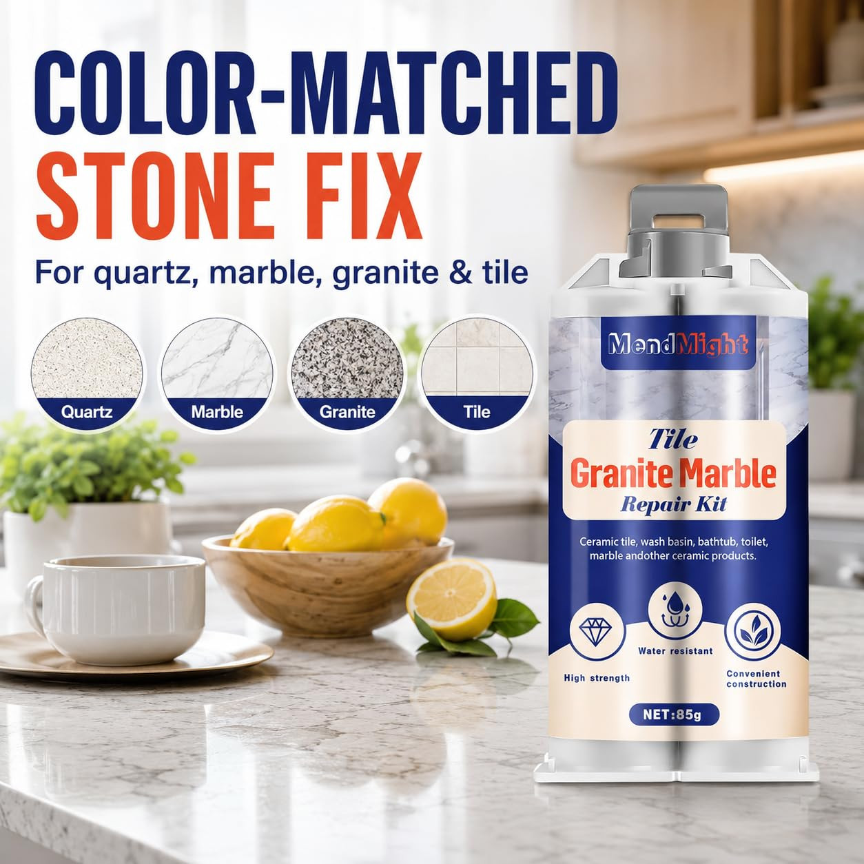 Countertop Surface Repair Kit Color Match Touch Up for Chips Cracks Holes DIY