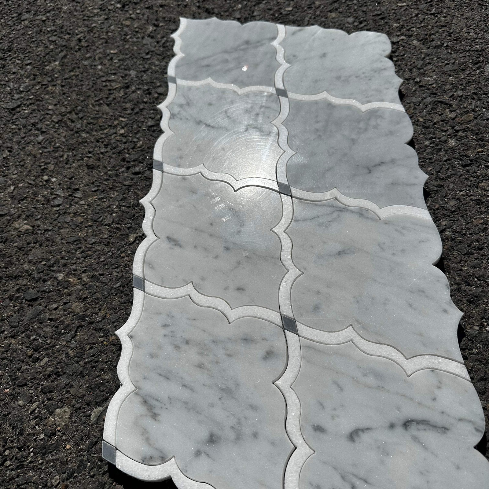 MJ Amina | White Carrara, White Thassos, Bardiglio Polished Dots