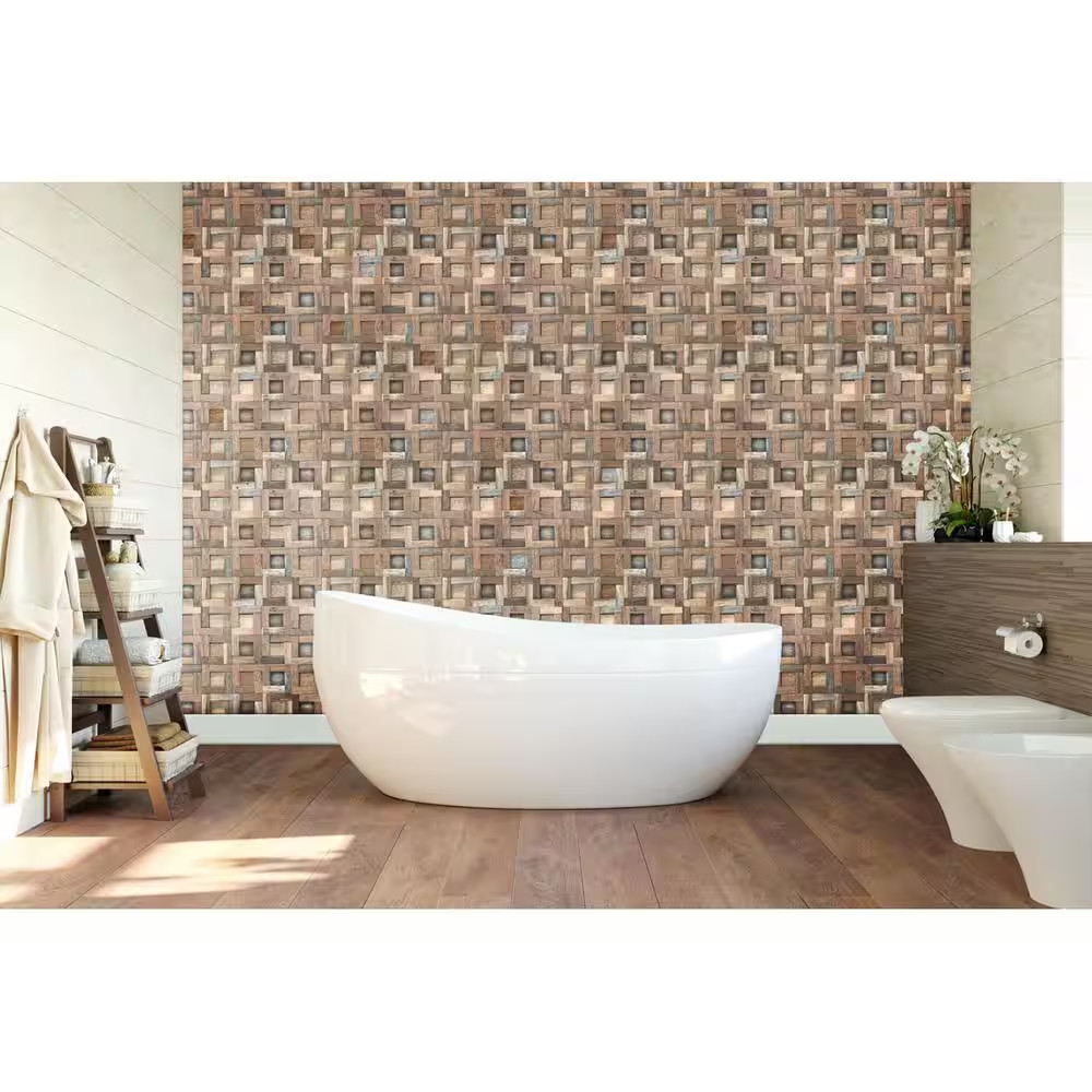 11-7/8 In. X 11-7/8 In. X 3/4 In. Freeport Boat Wood Mosaic Wall Tile Natural (1