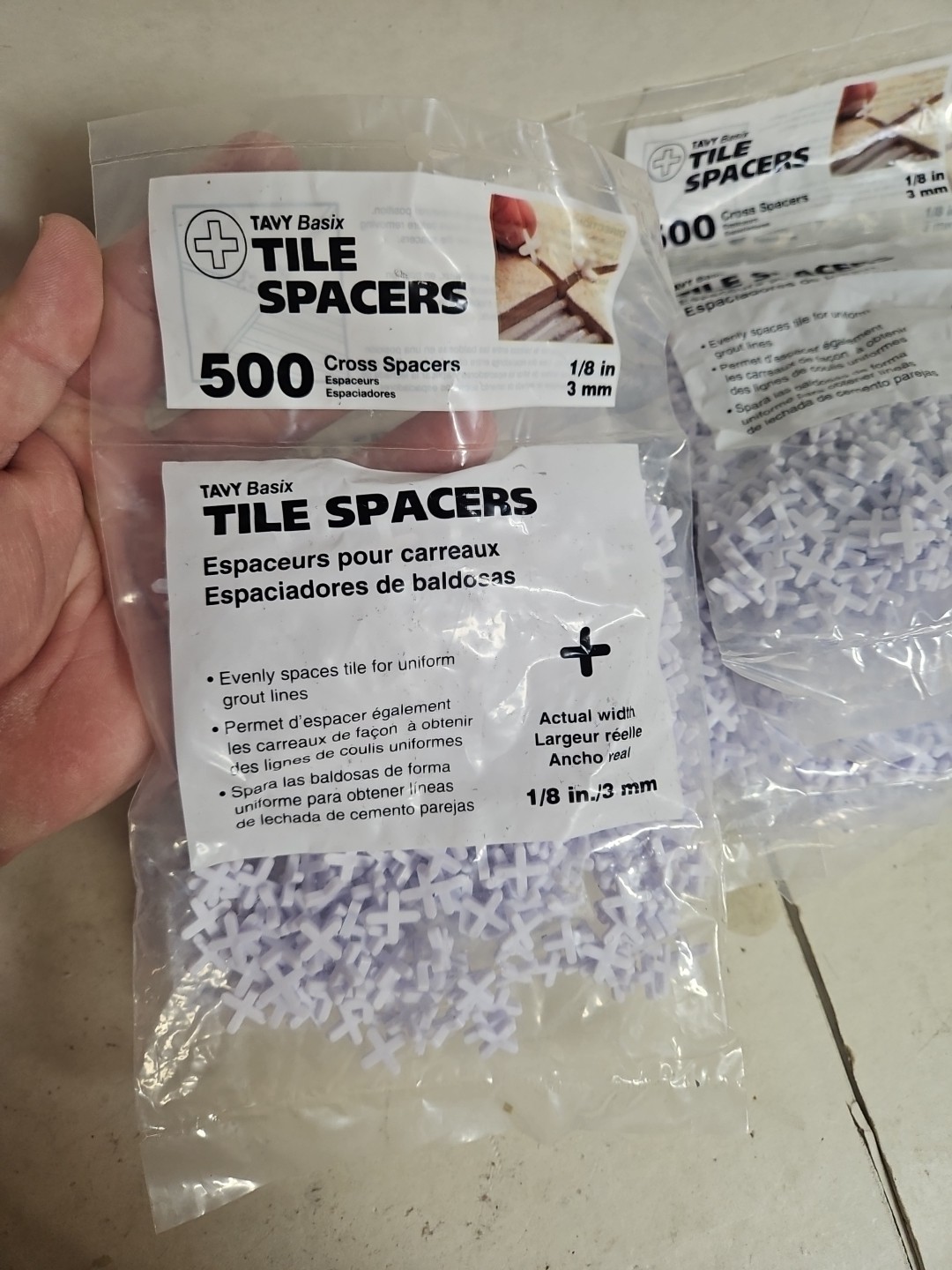 9 Bags Of Tile Spacers (1/8 In./3 mm) 500 Per Bag