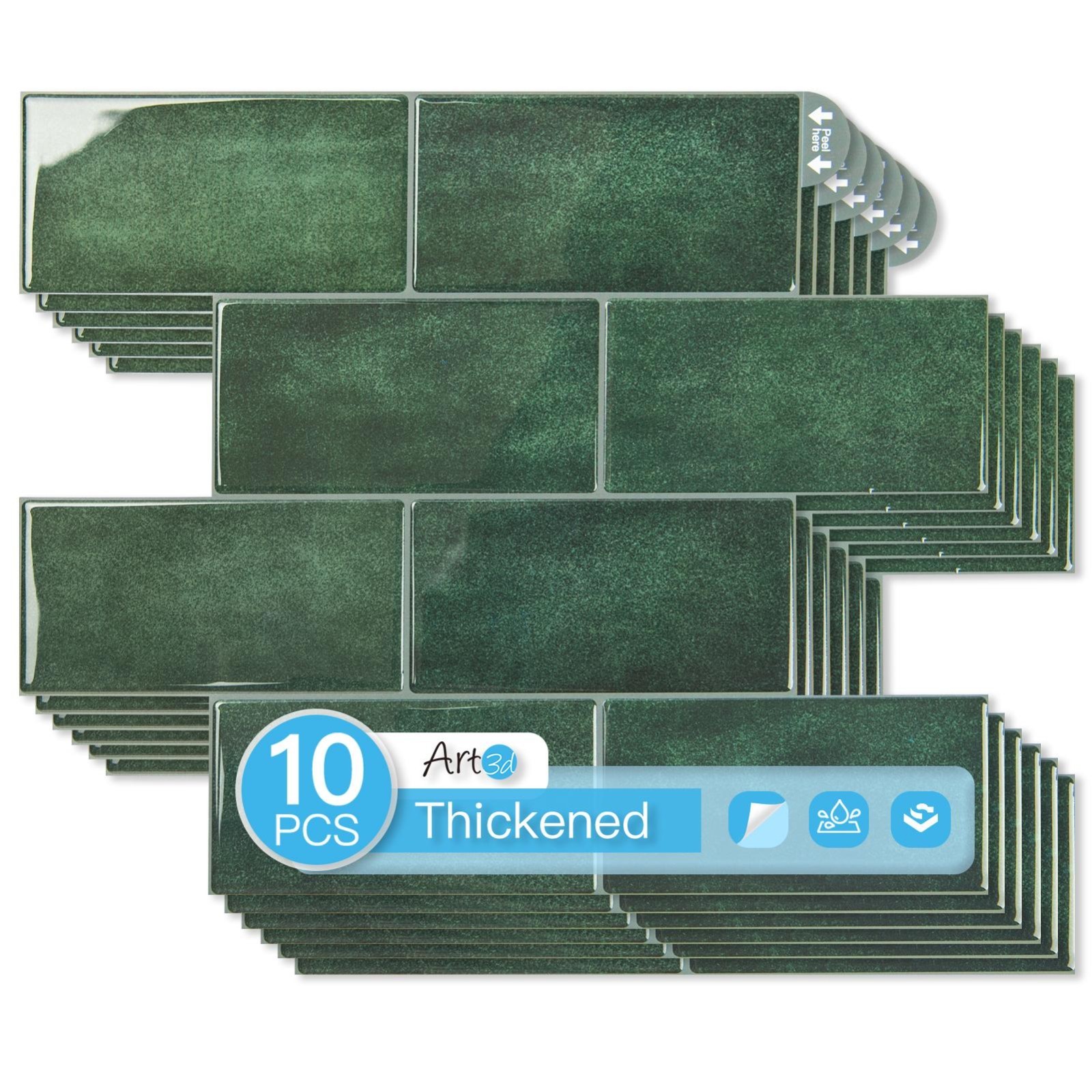 Art3d Peel and Stick Backsplash Subway Tiles, (14”x12” Thicker Version)