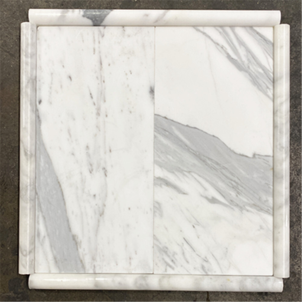 L18P Pencil Liner Statuary Statuario White Marble 3/4×12 Trim Tile Polished