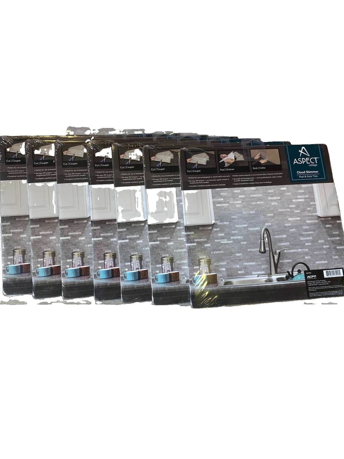 7 PACK Aspect Collage Metal and Composite Peel and Stick Backsplash