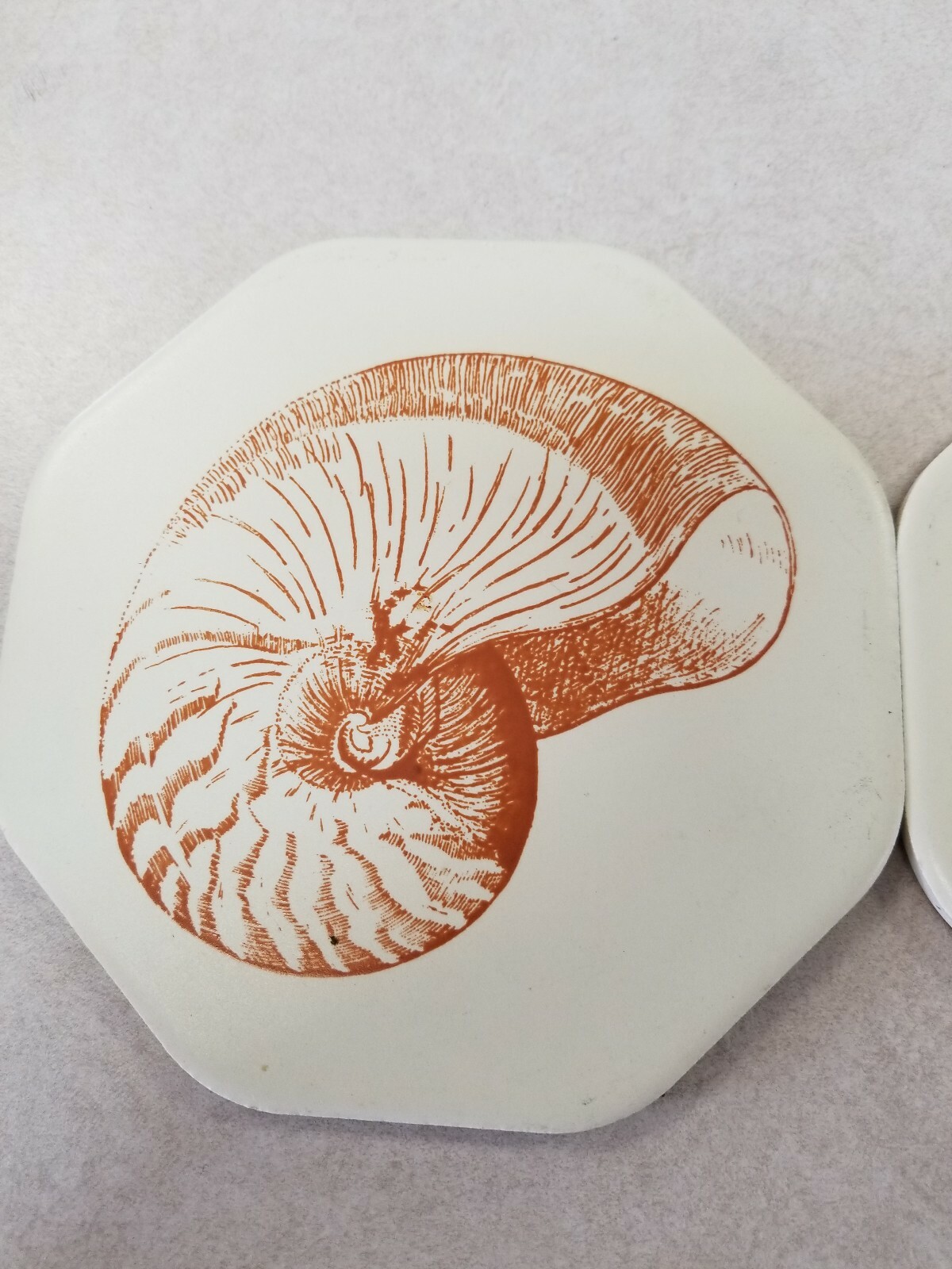 Vintage Lot of 3 SEASHELL SHELL CONCH CERAMIC TILE ART MCM TRIVET