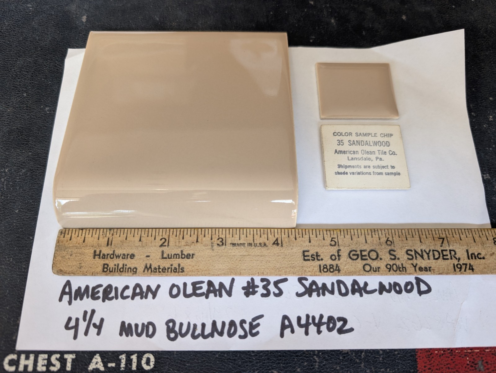 2 pcs American Olean Bullnose Mud Cap A4402 4-1/4″ Sandalwood #35 Glossy NEW USA