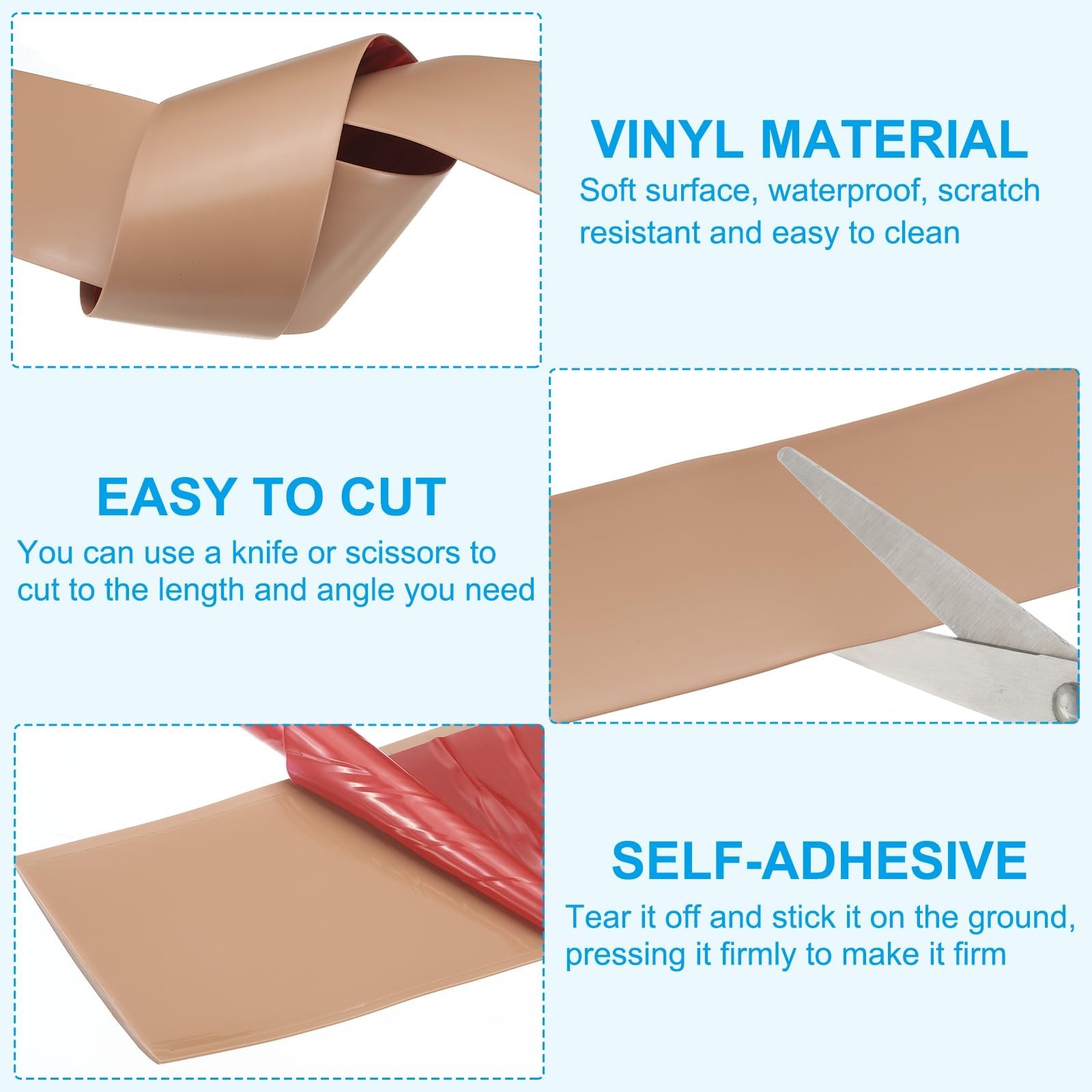 PATIKIL Self Adhesive Floor Transition Strip 3 in x 6.6 Ft Vinyl Brown