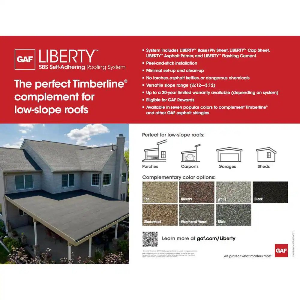 Liberty 3 Ft. X 34 Ft. (100 Sq. Ft.) SBS Self-Adhering Cap Sheet Roll for Low Sl